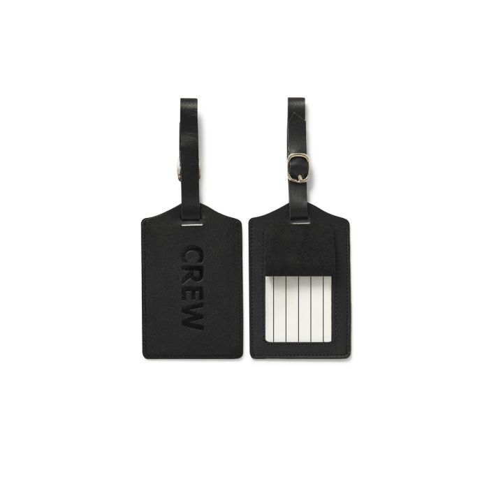 CREW EMBOSSED BLACK LEATHER LUGGAGE LABEL