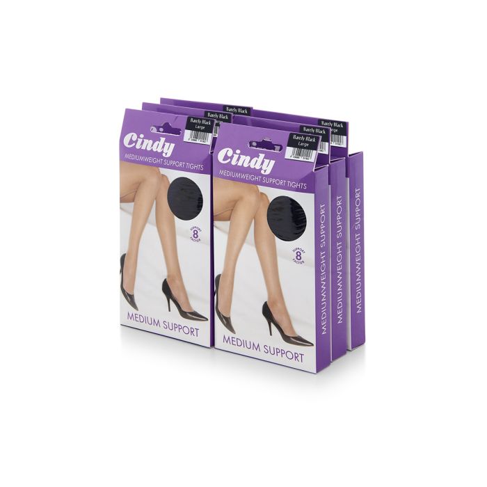 PACK OF 6 CINDY MEDIUMWEIGHT SUPPORT TIGHTS: LARGE