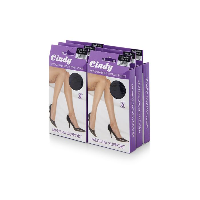 PACK OF 6 CINDY MEDIUMWEIGHT SUPPORT TIGHTS: ONE SIZE (SMALL-MEDIUM)