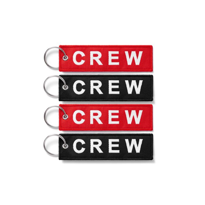 FOUR RED/BLACK CREW TAGS