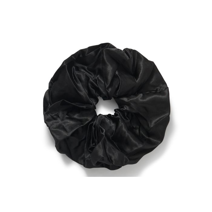 16 cm LARGE BLACK SATIN SCRUNCHIE