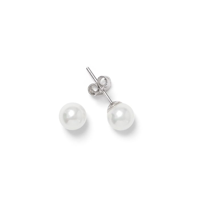PS06 SILVER 6mm PEARL STUDS