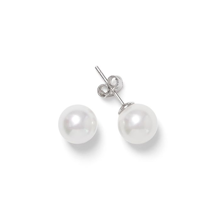 PS08 SILVER 8mm PEARL STUDS
