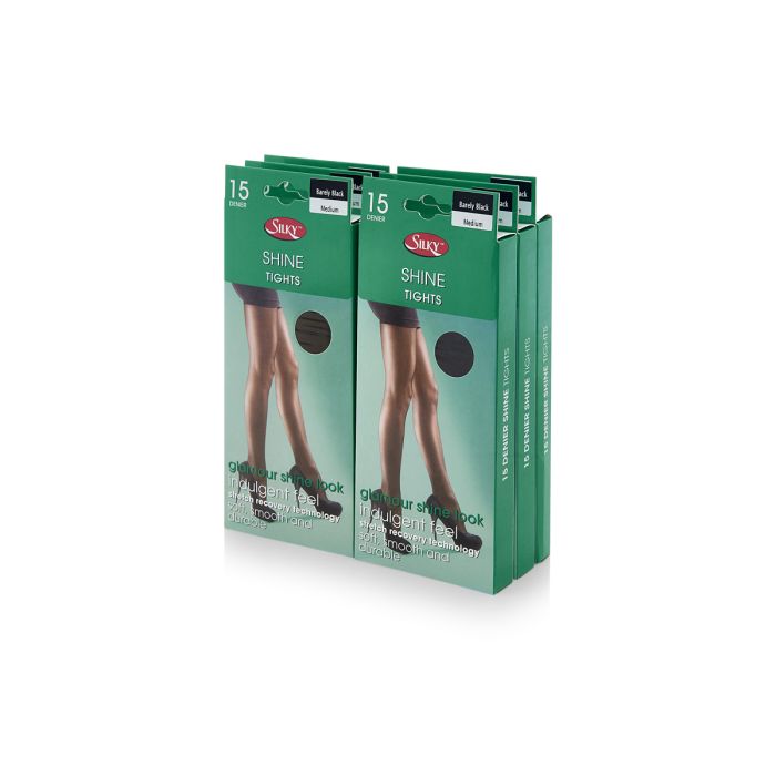 PACK OF 6 SILKY 15 DENIER SHINE TIGHTS: MEDIUM