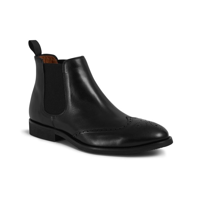 5443 BLACK BROGUE CHELSEA BOOT