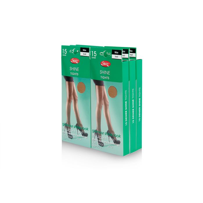 PACK OF 6 SILKY 15 DENIER SHINE TIGHTS: SMALL