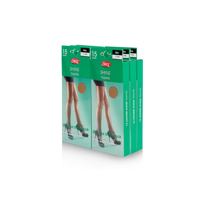 PACK OF 6 SILKY 15 DENIER SHINE TIGHTS: EXTRA LARGE